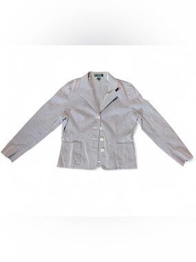 Ralph Lauren Light Gray Striped Cotton Blazer